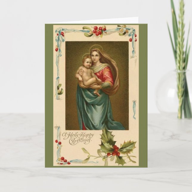 Vintage Madonna and Child Christmas Greeting Card (Front)