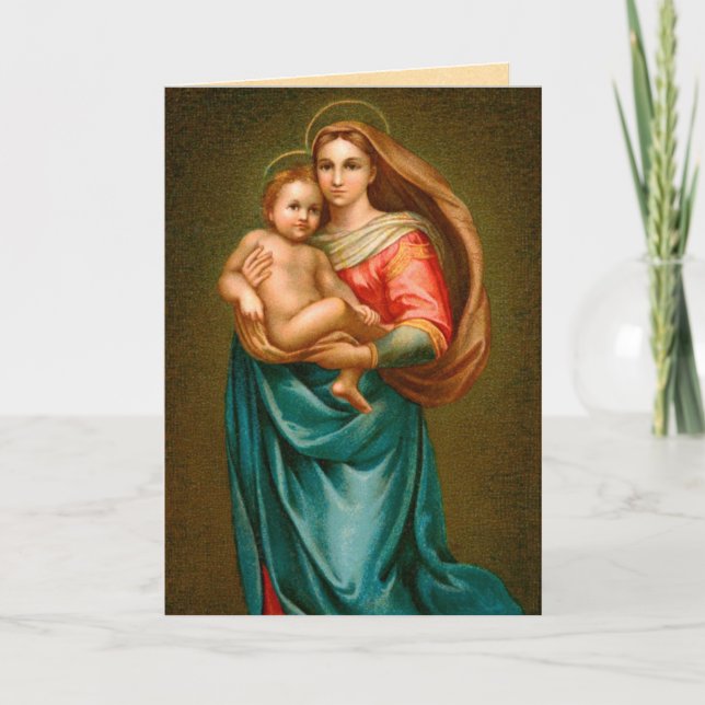 Vintage Madonna and Child Holiday Card (Front)
