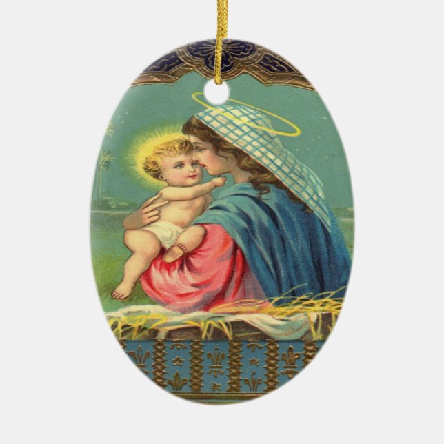 Vintage Madonna and Child Ornament (Front)