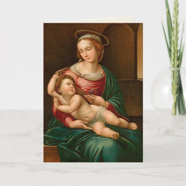 Vintage Madonna and Child Religious Christmas Card (Front)
