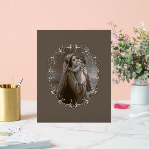 Vintage Madonna and Child with Silver Frame Acrylic Sign