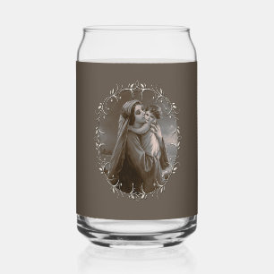 Vintage Madonna and Child with Silver Frame Can Glass