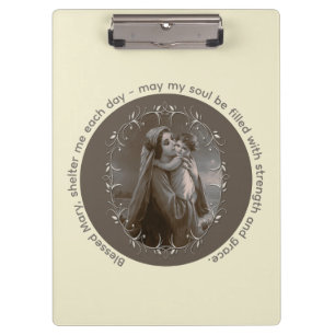 Vintage Madonna and Child with Silver Frame Clipboard