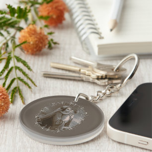 Vintage Madonna and Child with Silver Frame Key Ring