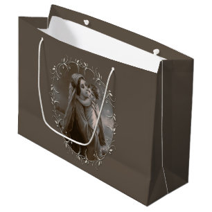Vintage Madonna and Child with Silver Frame Large Gift Bag