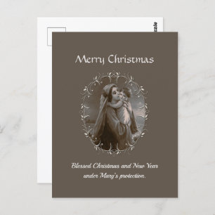 Vintage Madonna and Child with Silver Frame Postcard