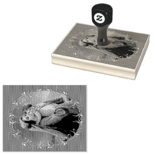 Vintage Madonna and Child with Silver Frame Rubber Stamp