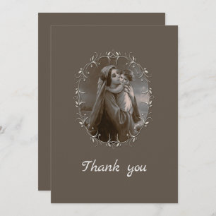 Vintage Madonna and Child with Silver Frame Thank You Card