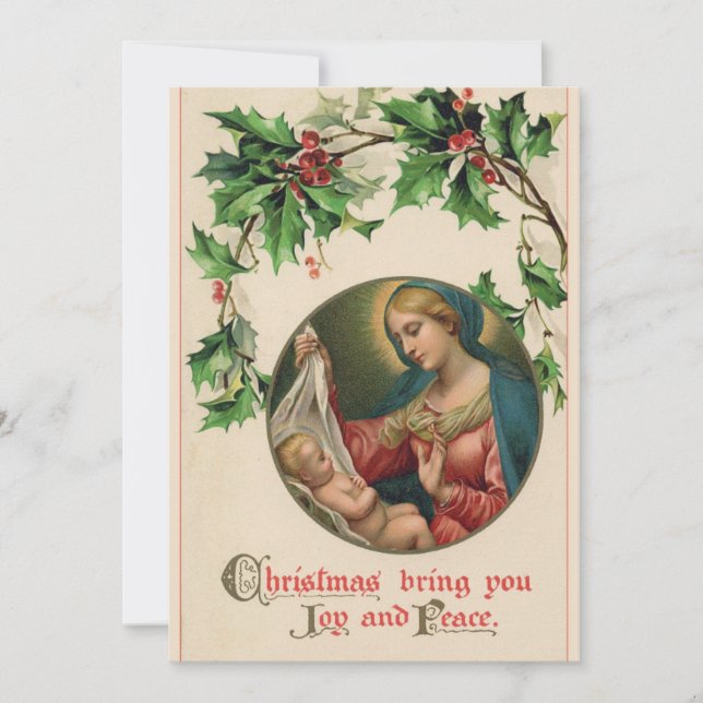 Vintage Madonna & Child Religious Retro Christmas Holiday Card (Front)