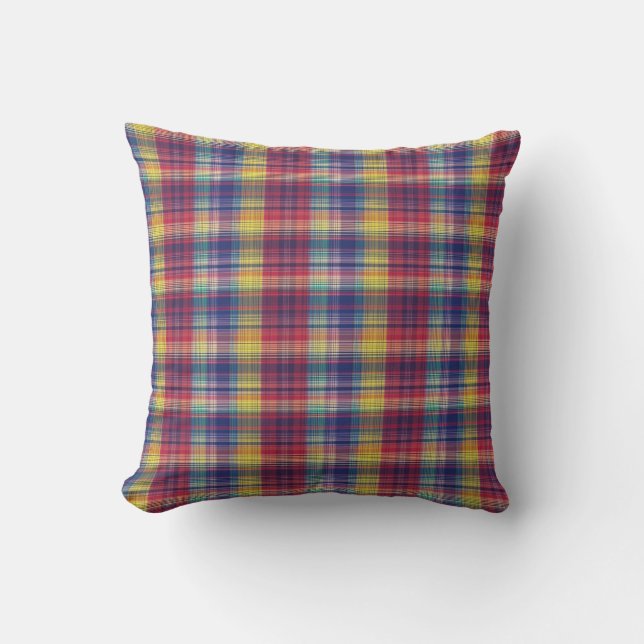 Vintage Madras Plaid Pattern Cushion (Front)