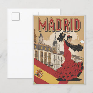 Vintage Madrid Spain flaminco souvenirs, gifts Postcard