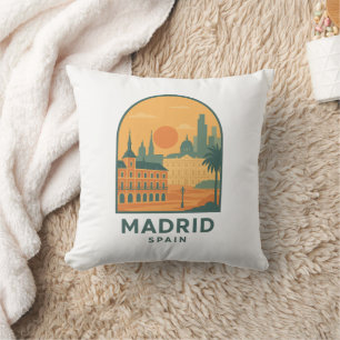 Vintage Madrid Spain Travel – Retro City Cushion