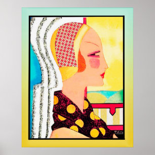 Vintage Magazine Cover Lady (Art Deco) Poster