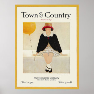 Vintage Magazine Cover Yellow Balloon Girl 1922 Poster