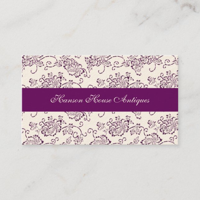 Vintage Magenta and Cream Roses Business Card (Front)
