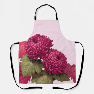 Vintage Magenta Chrysanthemum Floral Apron