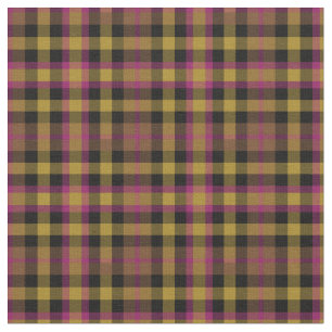 Vintage Magenta, Gold and Black Plaid Fabric
