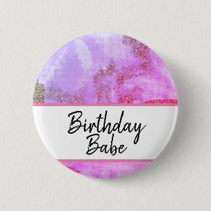 *~* Vintage Magenta Purple Glitter Distressed 6 Cm Round Badge