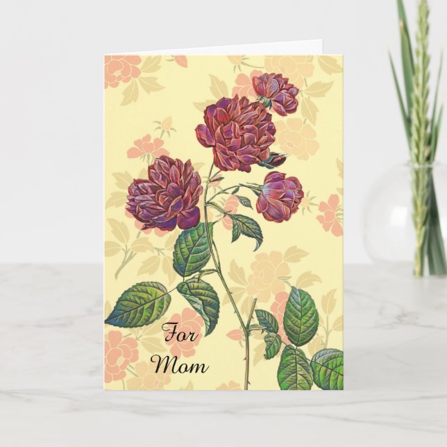 Vintage Magenta Roses Mother's Day Card (Front)
