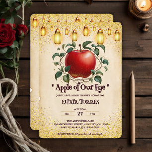 Vintage Magic Apple of Our Eyes Baby Shower Invitation