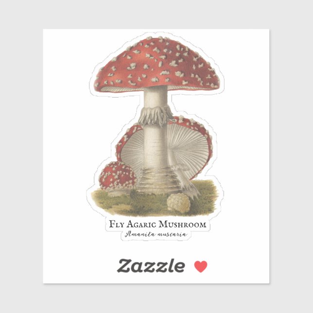 Vintage Magic Mushroom Custom-Cut Vinyl Sticker (Sheet)