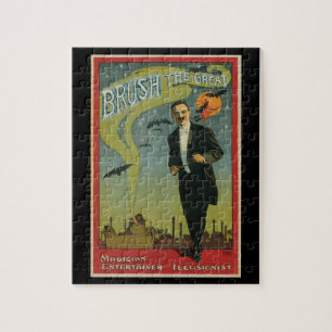 Vintage Magic Poster, Brush the Great Magician Jigsaw Puzzle