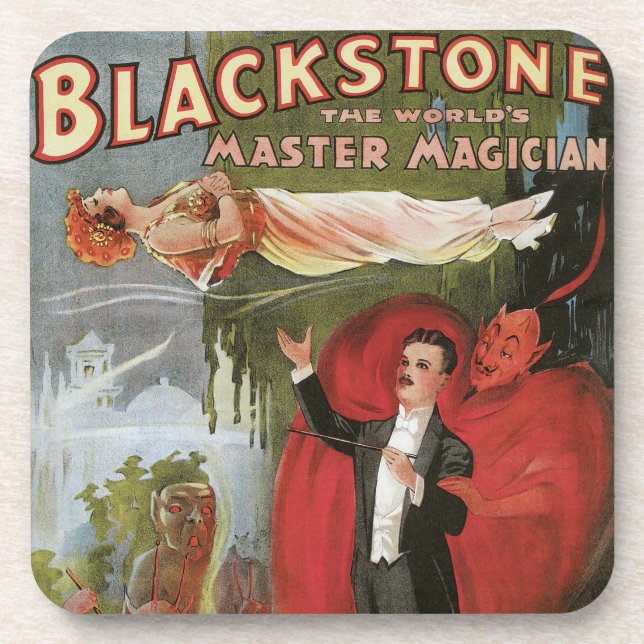 Vintage Magic Poster, Great Blackstone Magician Coaster (Front)
