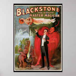 Vintage Magic Poster, Great Blackstone Magician Poster