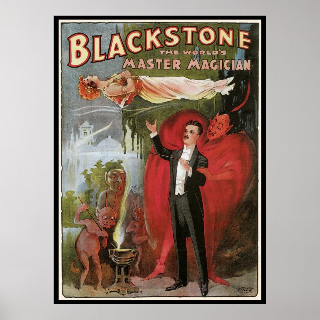 Vintage Magic Poster, Great Blackstone Magician Poster (Front)