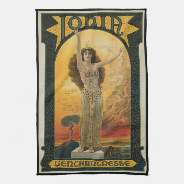 Vintage Magic Poster, Ionia L'Enchantress Tea Towel (Vertical)