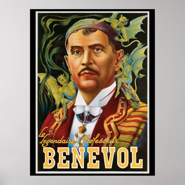Vintage Magic Poster, Legendary Professor Benevol Poster (Front)