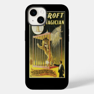 Vintage Magic Poster, Magician Bancroft and Lion iPhone 14 Case