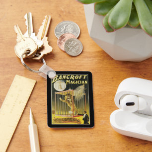 Vintage Magic Poster, Magician Bancroft and Lion Key Ring