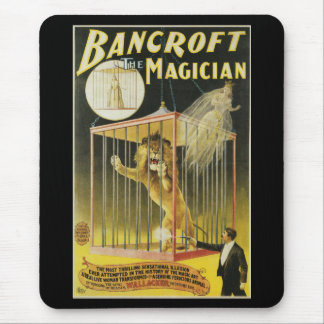 Vintage Magic Poster, Magician Bancroft and Lion Mouse Mat