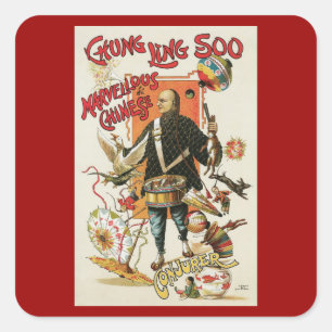 Vintage Magic Poster, Magician Chung Ling Soo Square Sticker