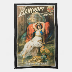 Vintage Magic Poster, Magician Frederick Bancroft Tea Towel