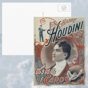 Vintage Magic Poster, Magician Harry Houdini  Postcard