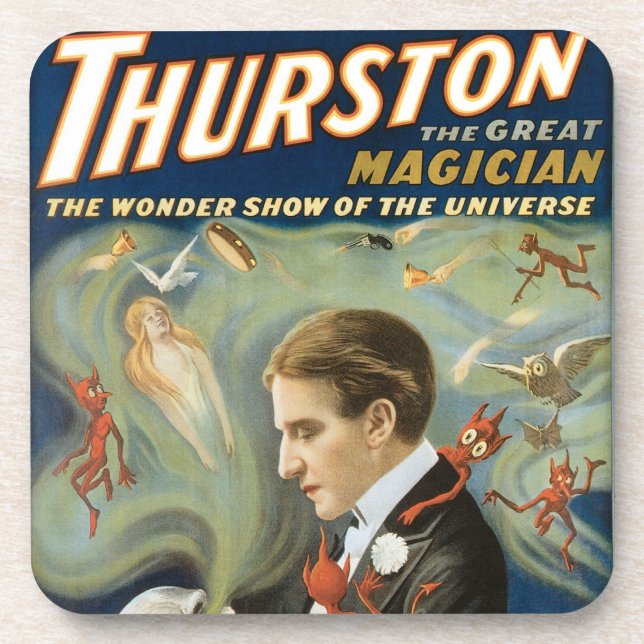 Vintage Magic Poster, Thurston, The Great Magician Coaster (Front)