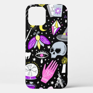 vintage magic witch seamless pattern. Witchcraft b iPhone 12 Case