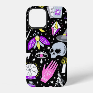 vintage magic witch seamless pattern. Witchcraft b iPhone 12 Case