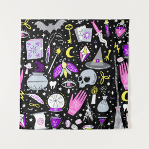 vintage magic witch seamless pattern. Witchcraft b Tapestry