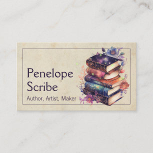 Vintage Magical Books and Florals Writer Author Business Card