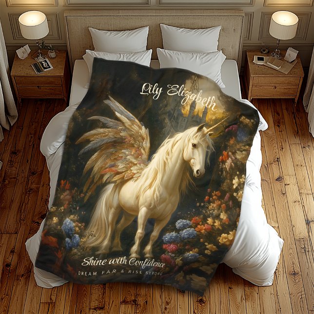 Vintage Magical Fairytale Pegasus Nursery Fleece Blanket (Creator Uploaded)