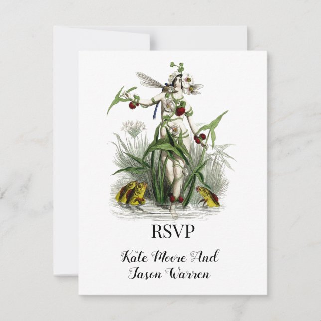 Vintage Magical Garden Wedding RSVP Card (Front)