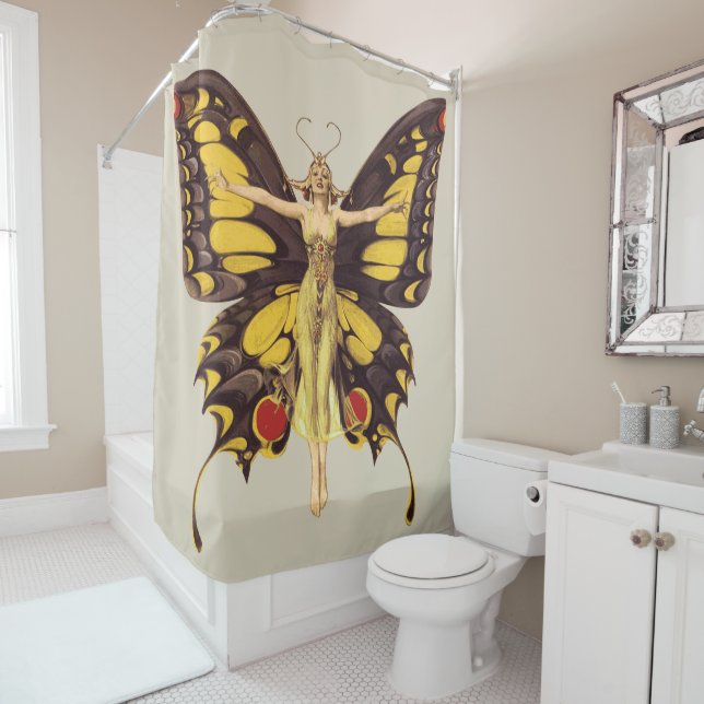 Vintage Magical Mystical Butterfly Fairy Shower Curtain (In Situ)