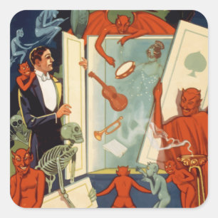 Vintage Magician Carter the Great Magic Act Square Sticker