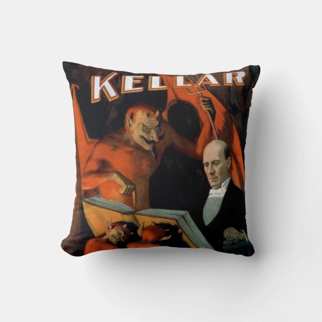 Vintage Magician Kellar Devil Pillow (Front)