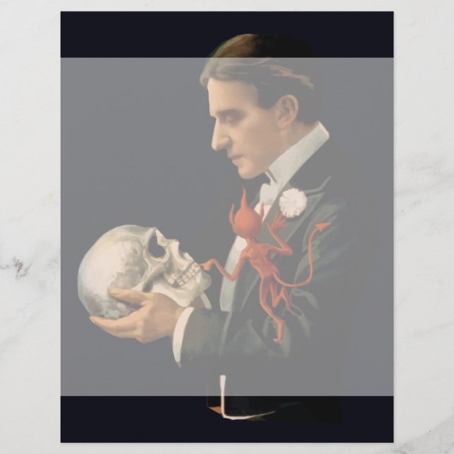 Vintage Magician, Thurston Holding a Human Skull (Front)