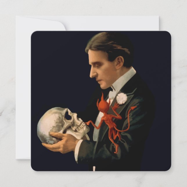 Vintage Magician, Thurston Holding a Human Skull (Front)