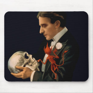 Vintage Magician, Thurston Holding a Human Skull Mouse Mat